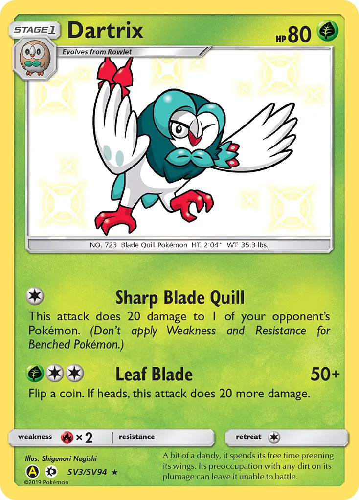 Dartrix #SV3, Hidden Fates Shiny Vault