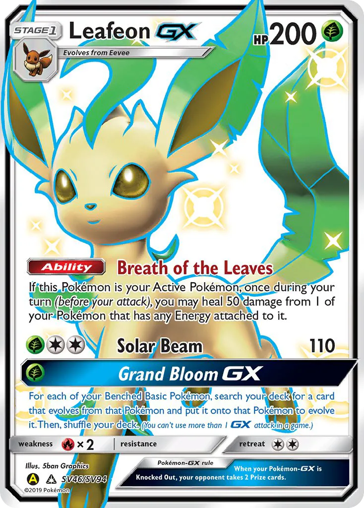 Leafeon-GX #SV46, Hidden Fates Shiny Vault