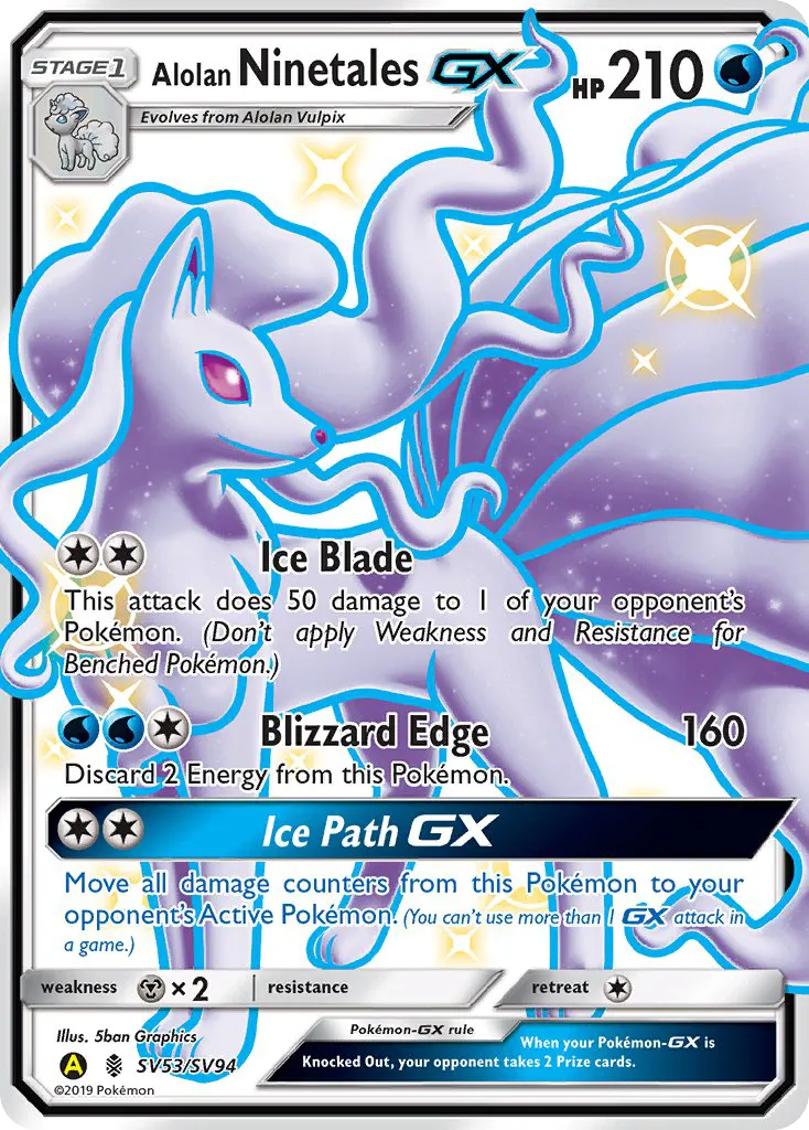 Alolan Ninetales-GX #SV53, Hidden Fates Shiny Vault