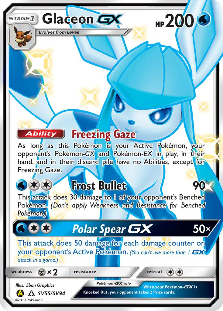 Glaceon-GX #SV55, Hidden Fates Shiny Vault