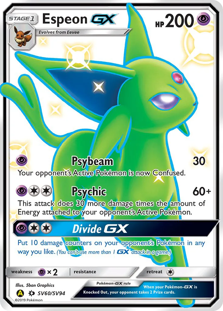 Espeon-GX #SV60, Hidden Fates Shiny Vault