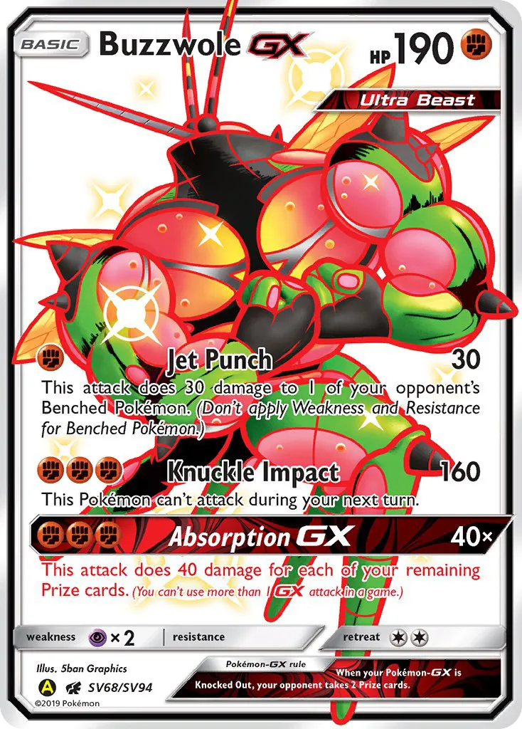 Buzzwole-GX #SV68, Hidden Fates Shiny Vault