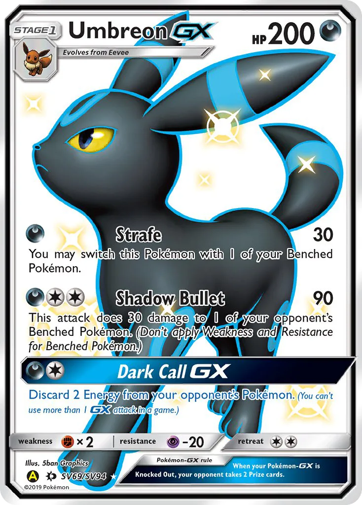 Umbreon-GX #SV69, Hidden Fates Shiny Vault
