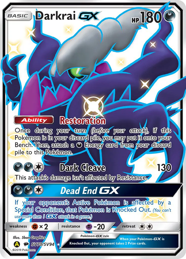 Darkrai-GX #SV70, Hidden Fates Shiny Vault