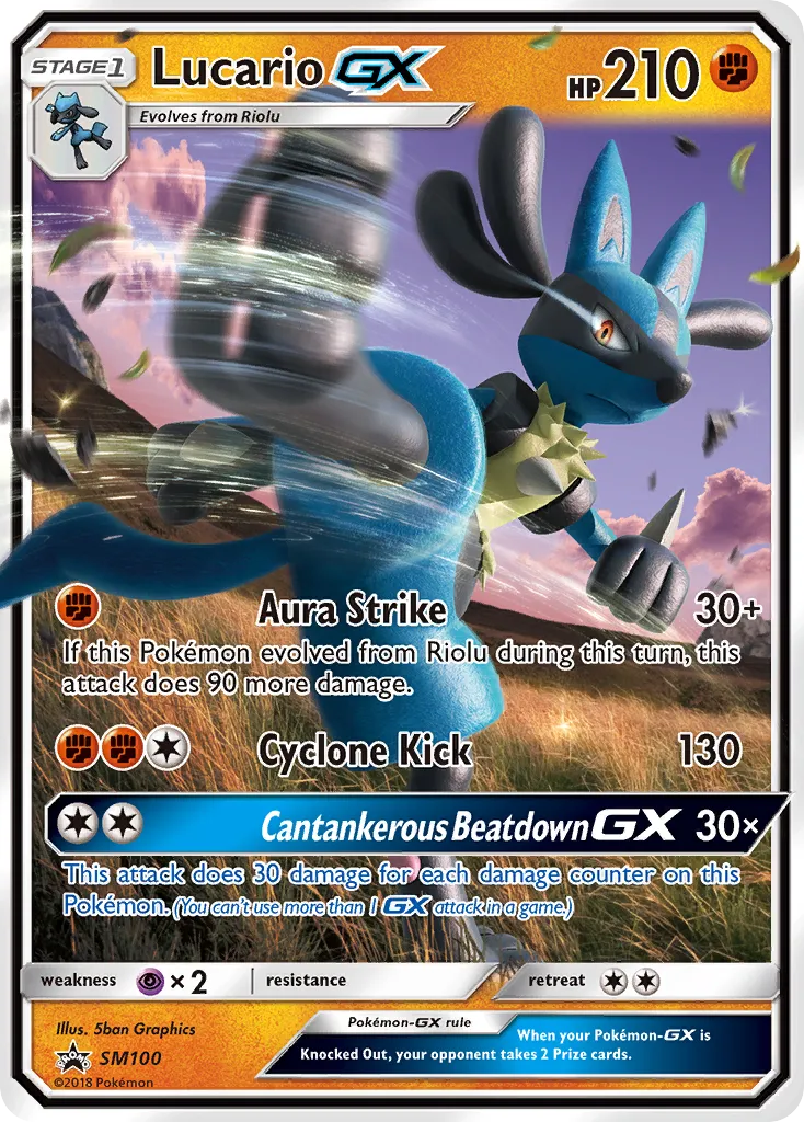 Lucario-GX #SM100, SM Black Star Promos Lucario GX Box