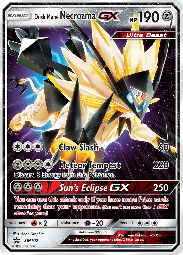 Dusk Mane Necrozma-GX #SM102, SM Black Star Promos Necrozma Prism Tin