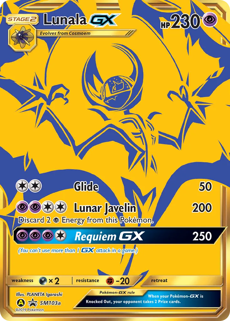 Lunala-GX #SM103a, SM Black Star Promos Hidden Fates Premium Collection