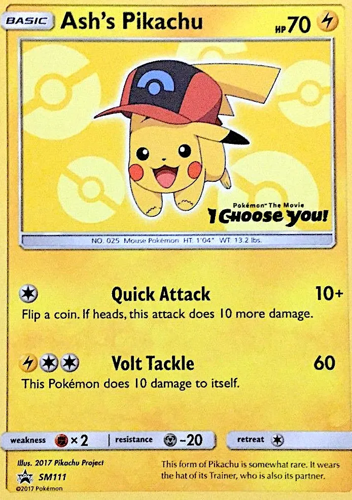 Ash's Pikachu #SM111, SM Black Star Promos I Choose You!