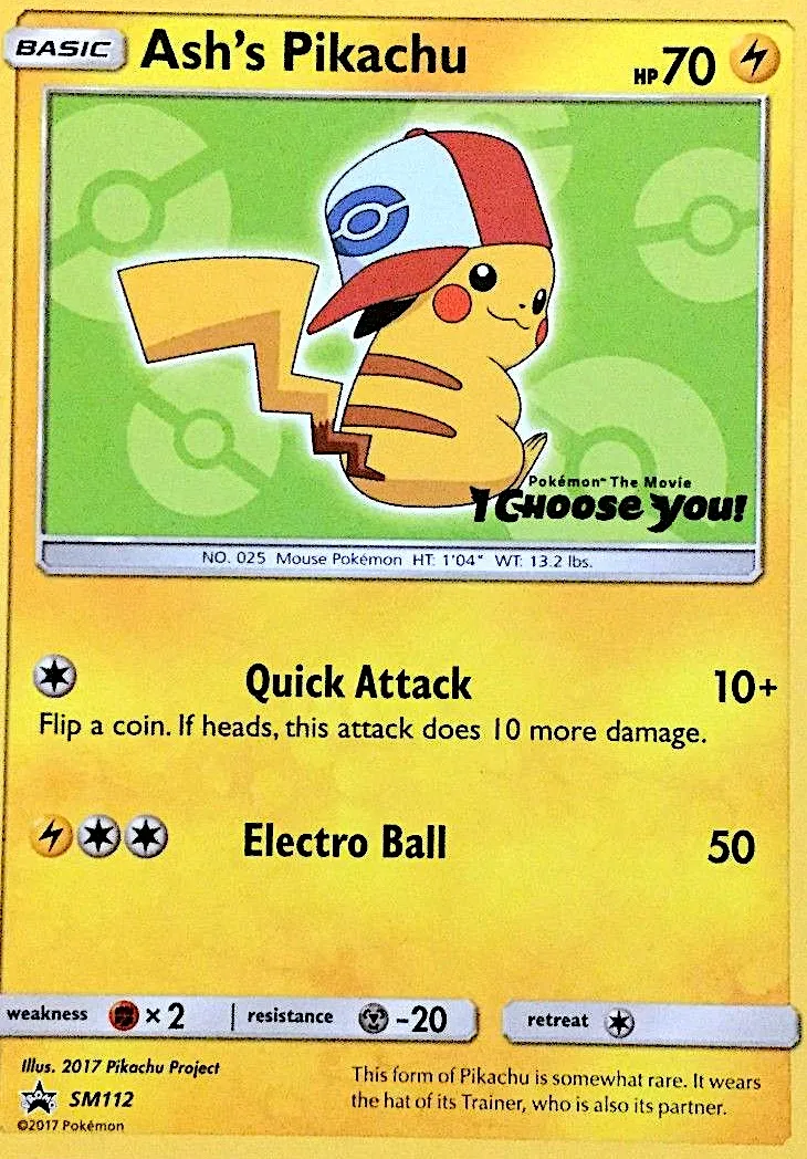 Ash's Pikachu #SM112, SM Black Star Promos I Choose You!