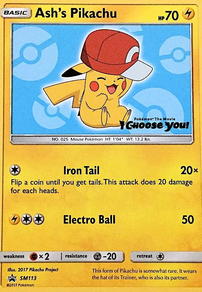 Ash's Pikachu #SM113, SM Black Star Promos I Choose You!
