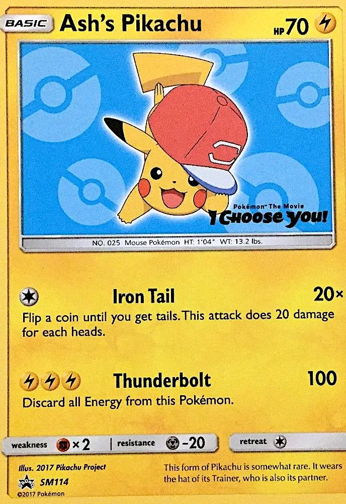 Ash's Pikachu #SM114, SM Black Star Promos I Choose You!
