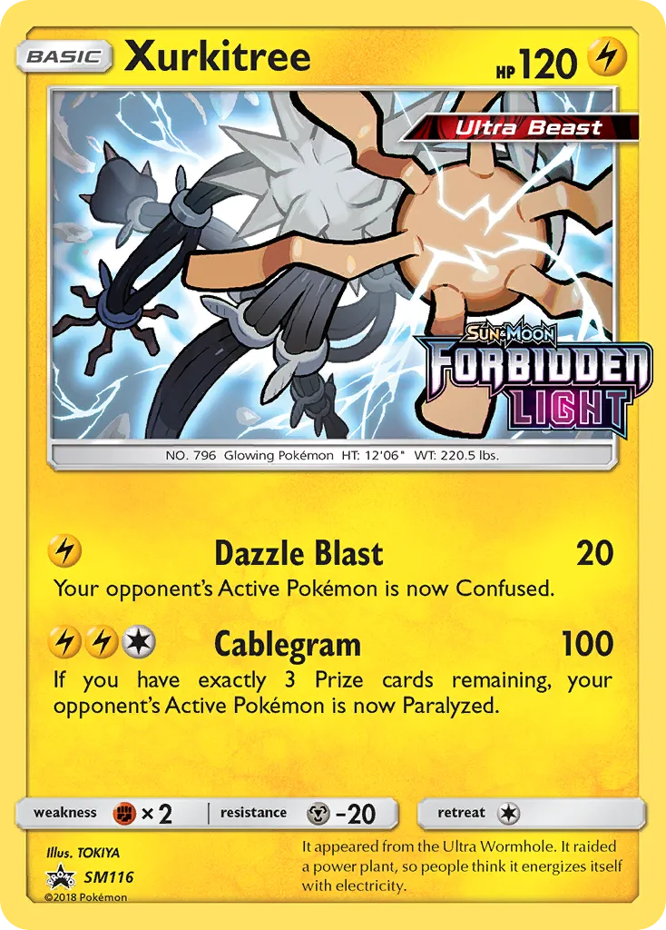 Xurkitree #SM116, SM Black Star Promos Forbidden Light Prerelease-Staff