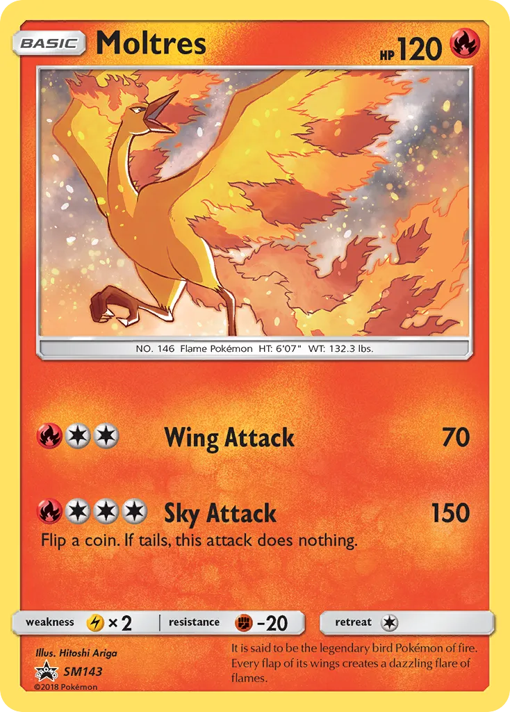 Moltres #SM143, SM Black Star Promos Fall 2018 Collector Chest