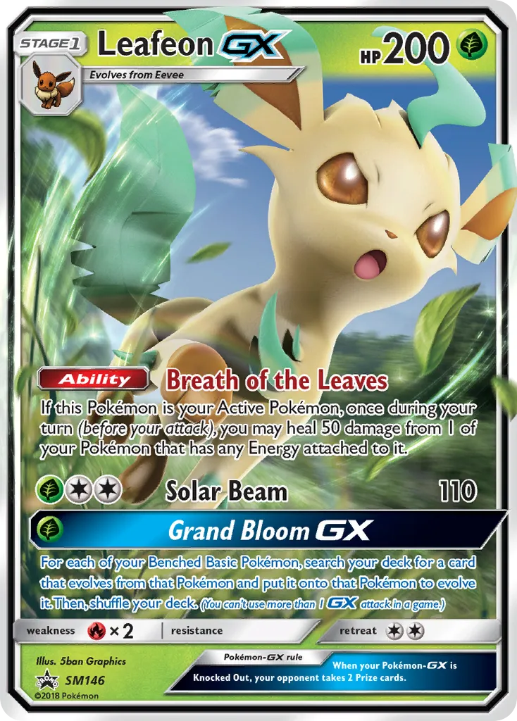 Leafeon-GX #SM146, SM Black Star Promos Evolution Celebration Tin
