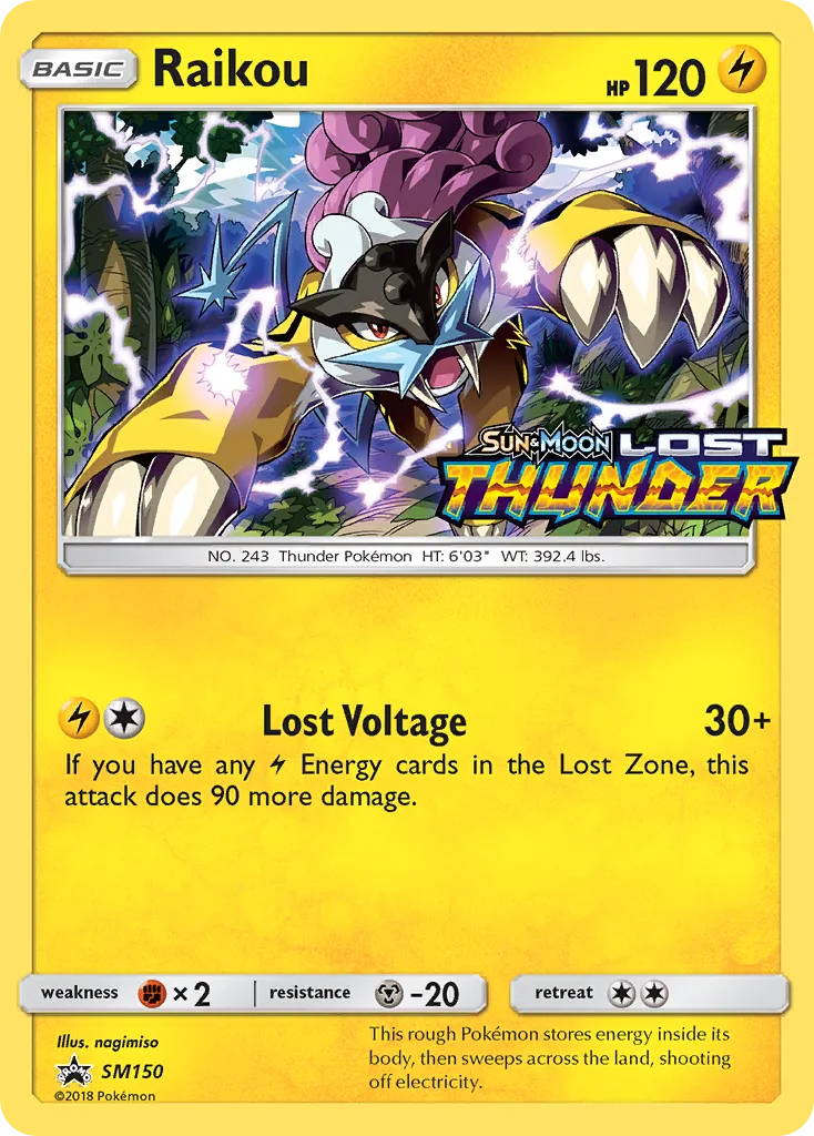 Raikou #SM150, SM Black Star Promos Lost Thunder Prerelease-Staff
