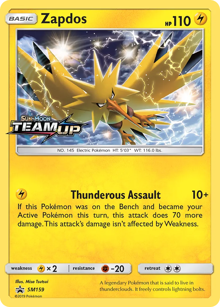 Zapdos #SM159, SM Black Star Promos Team Up Prerelease-Staff
