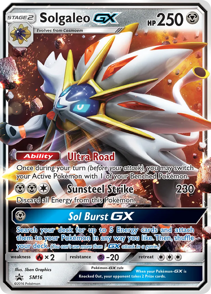 Solgaleo-GX #SM16, SM Black Star Promos Holo Legends of Alola Tins