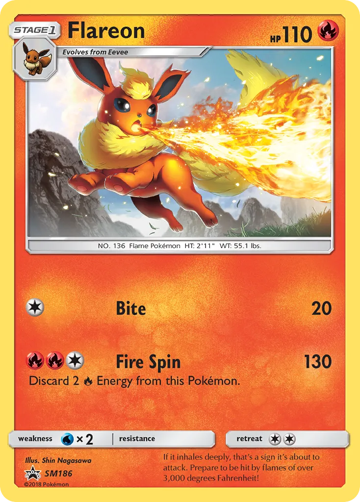 Flareon #SM186, SM Black Star Promos Let's Play Eevee!