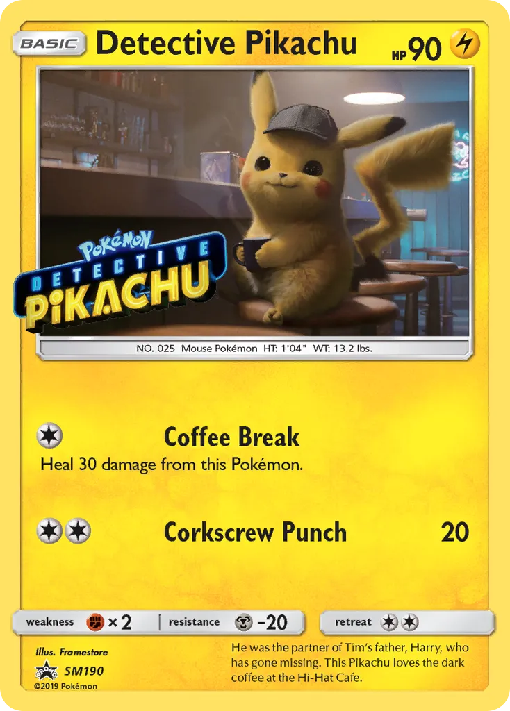 Detective Pikachu #SM190, SM Black Star Promos Detective Pikachu Blu-Ray & Dvd Release