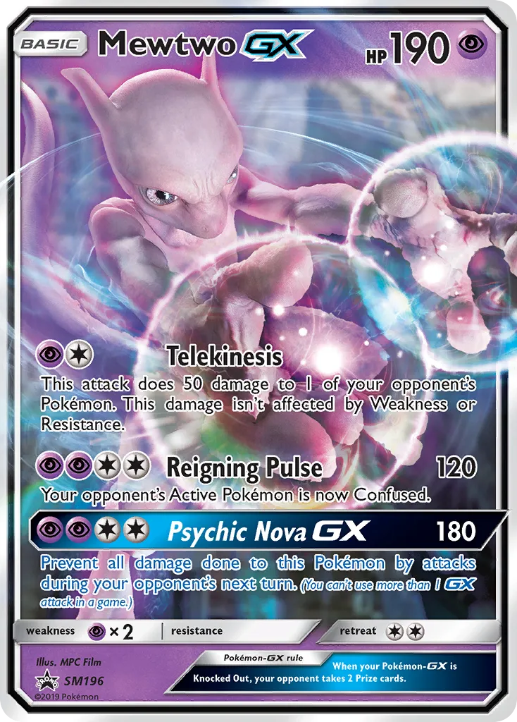 Mewtwo-GX #SM196, SM Black Star Promos Detective Pikachu Mewtwo-GX