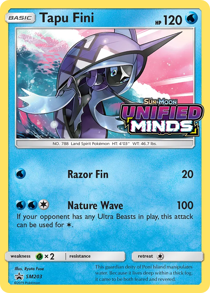 Tapu Fini #SM203, SM Black Star Promos Unified Minds Prerelease-Staff