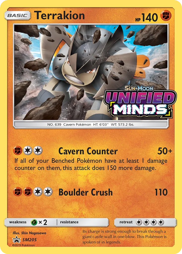 Terrakion #SM205, SM Black Star Promos Unified Minds Prerelease-Staff