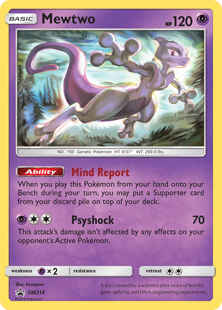 Mewtwo #SM214, SM Black Star Promos Hidden Fates Pin Collection