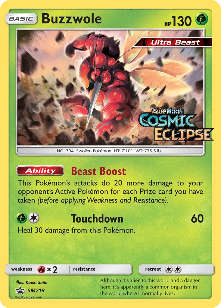 Buzzwole #SM218, SM Black Star Promos Cosmic Eclipse Prerelease