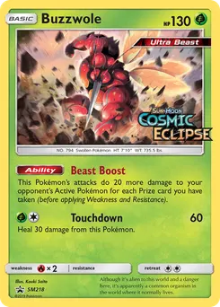 Buzzwole #SM218, Cosmic Eclipse Prerelease