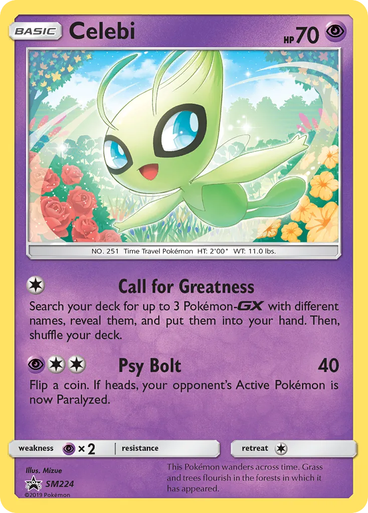 Celebi #SM224, SM Black Star Promos Cosmic Eclipse Three Pack Blisters