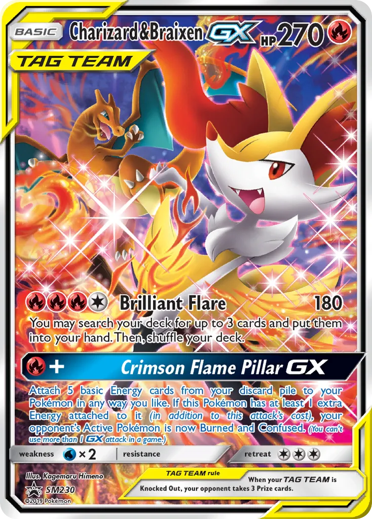 Charizard & Braixen-GX #SM230, SM Black Star Promos Tag Team Generations Premium Collection-Jumbo