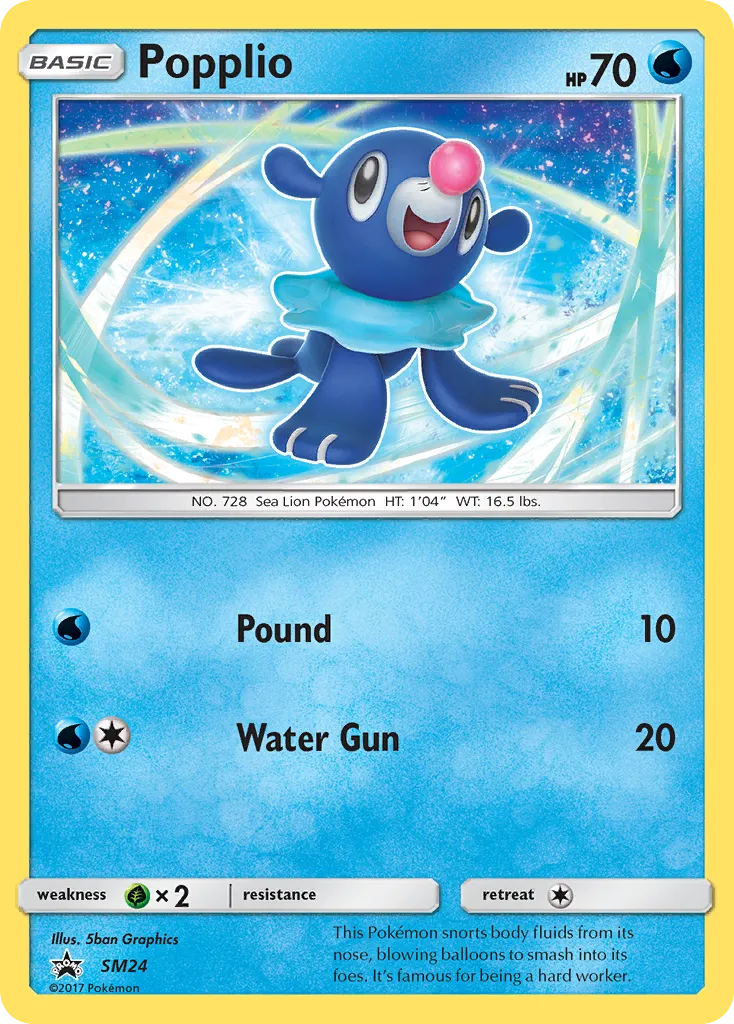 Popplio #SM24, SM Black Star Promos Sun & Moon Collector Chest