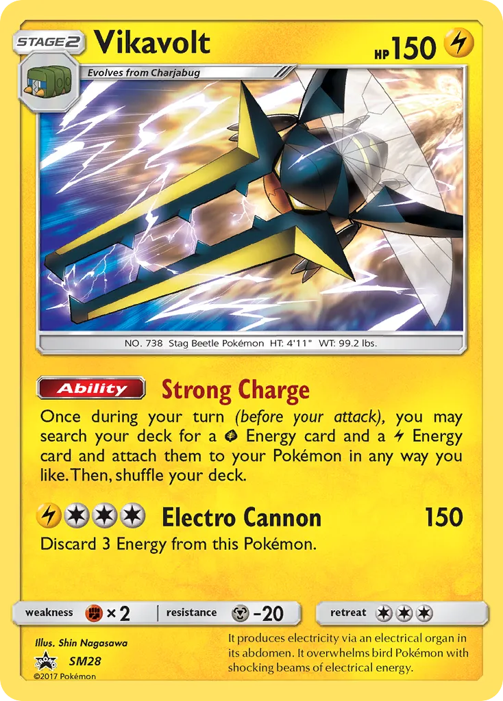 Vikavolt #SM28, SM Black Star Promos Guardians Rising Three Pack Blisters