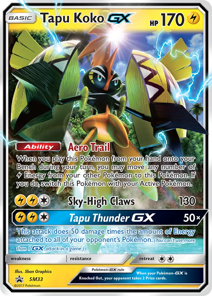 Tapu Koko-GX #SM33, SM Black Star Promos Island Guardians Tins