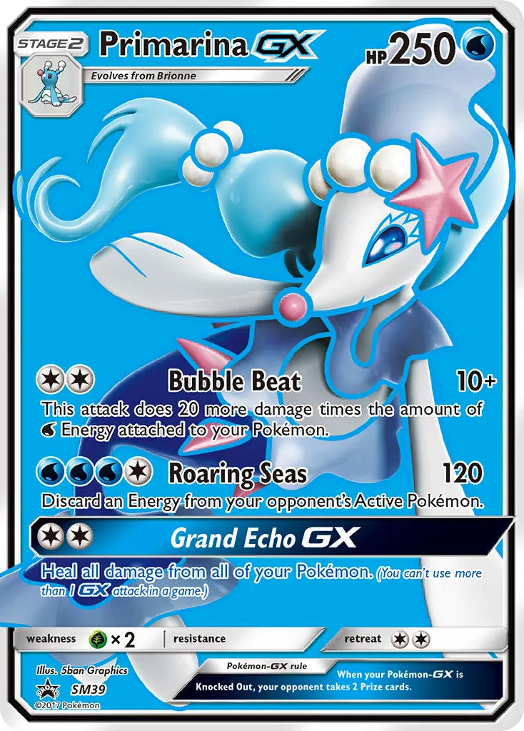 Primarina-GX #SM39, SM Black Star Promos Primarina GX Premium Collection-Jumbo