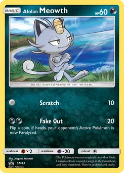 Alolan Meowth #SM43, Burning Shadows Three Pack Blisters