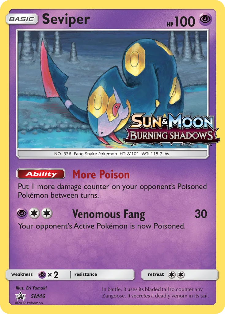 Seviper #SM46, SM Black Star Promos Burning Shadows Prerelease-Staff