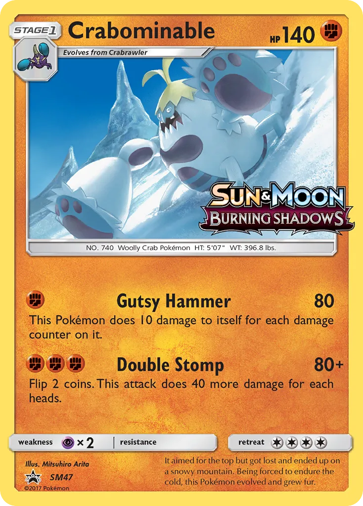Crabominable #SM47, SM Black Star Promos Burning Shadows Prerelease-Staff