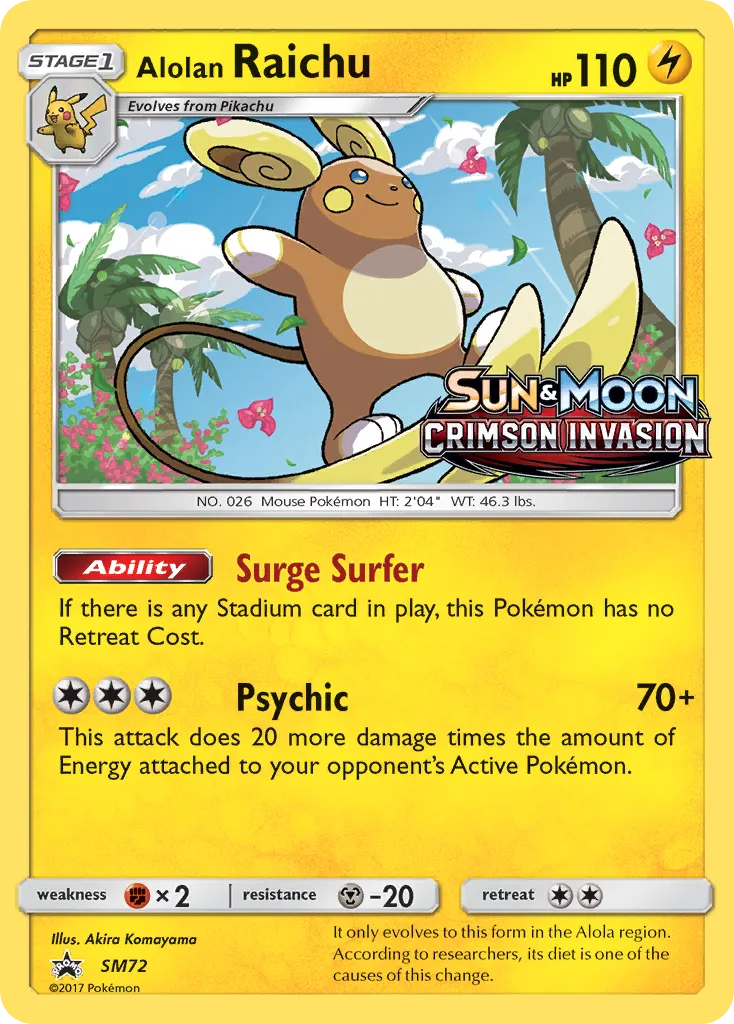 Alolan Raichu #SM72, SM Black Star Promos Crimson Invasion Prerelease-Staff