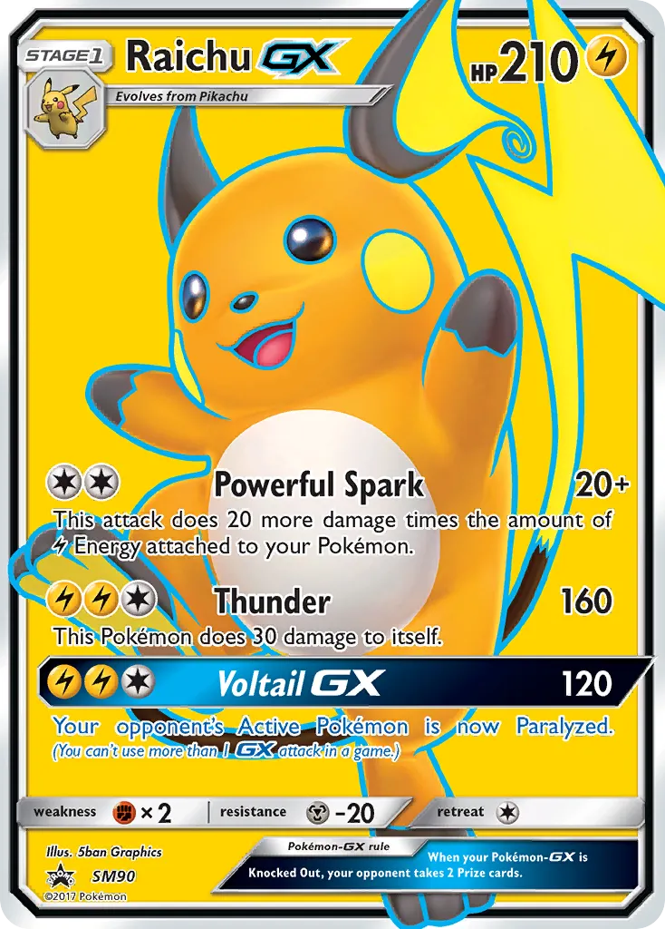 Raichu-GX #SM90, SM Black Star Promos Shining Legends Special Collection-Jumbo