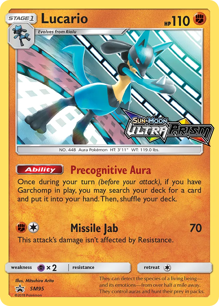 Lucario #SM95, SM Black Star Promos Ultra Prism Prerelease