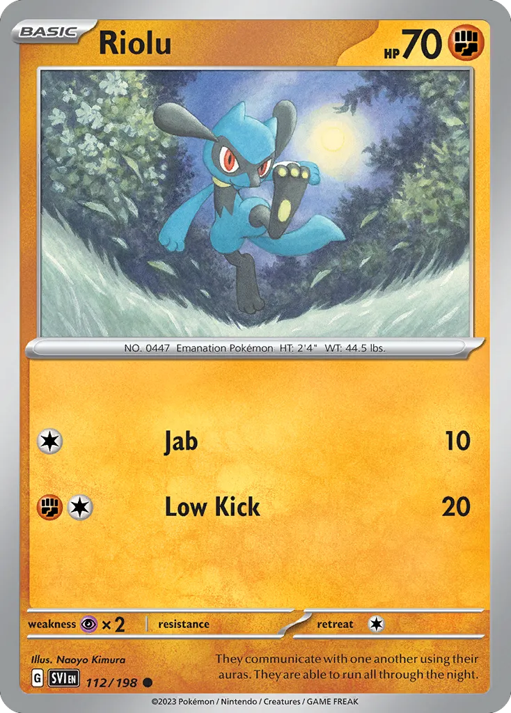 Riolu #112, Scarlet & Violet Reverse Holo