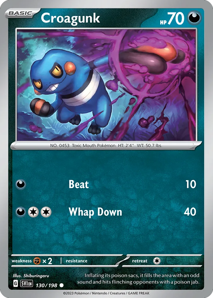 Croagunk #130, Scarlet & Violet Reverse Holo