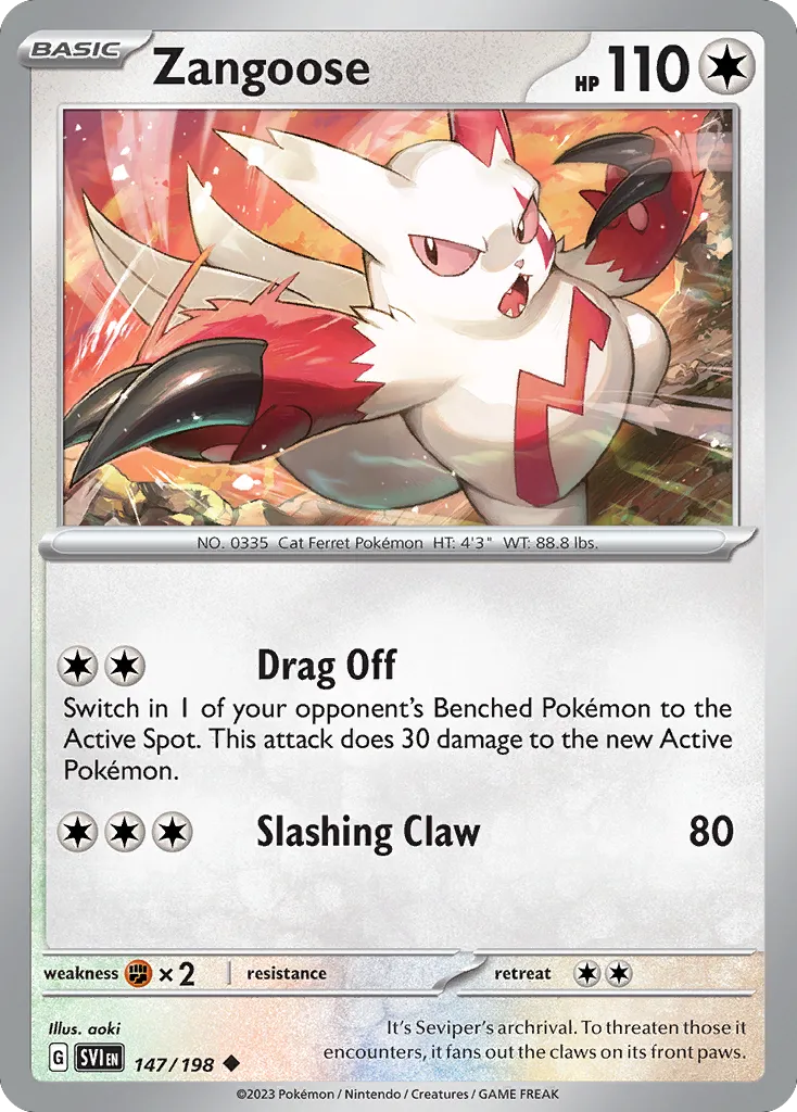 Zangoose #147, Scarlet & Violet Reverse Holo