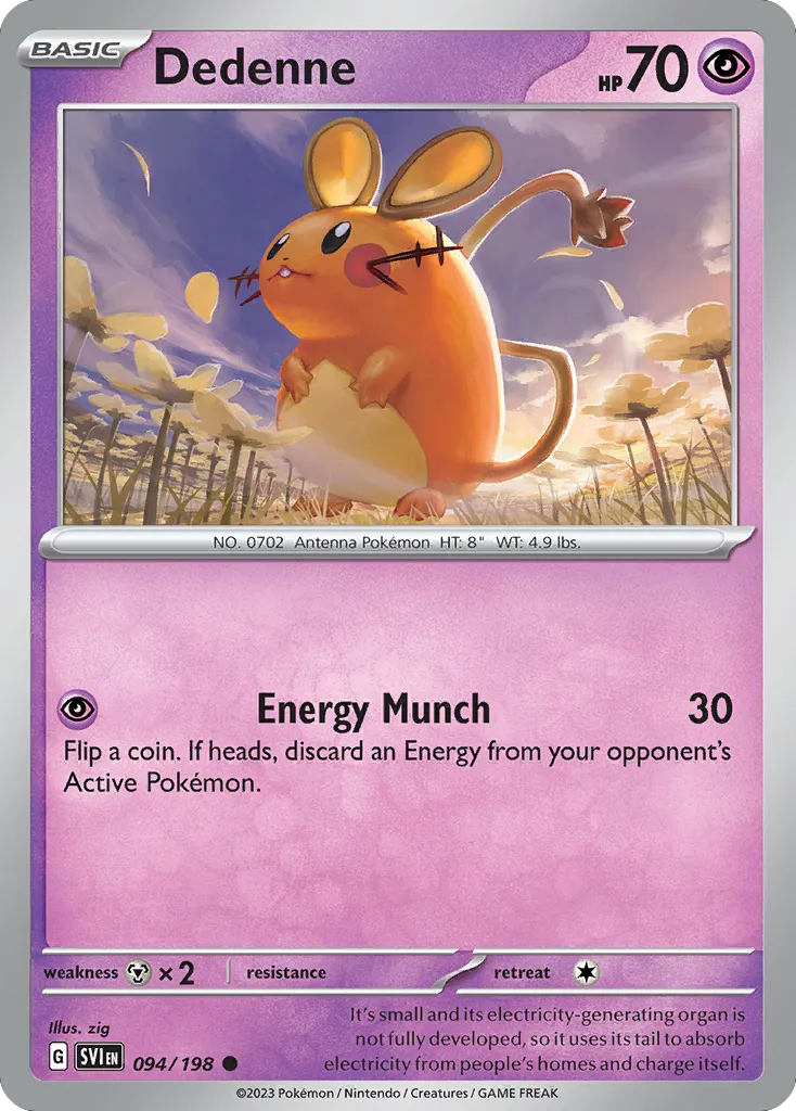 Dedenne #94, Scarlet & Violet Reverse Holo