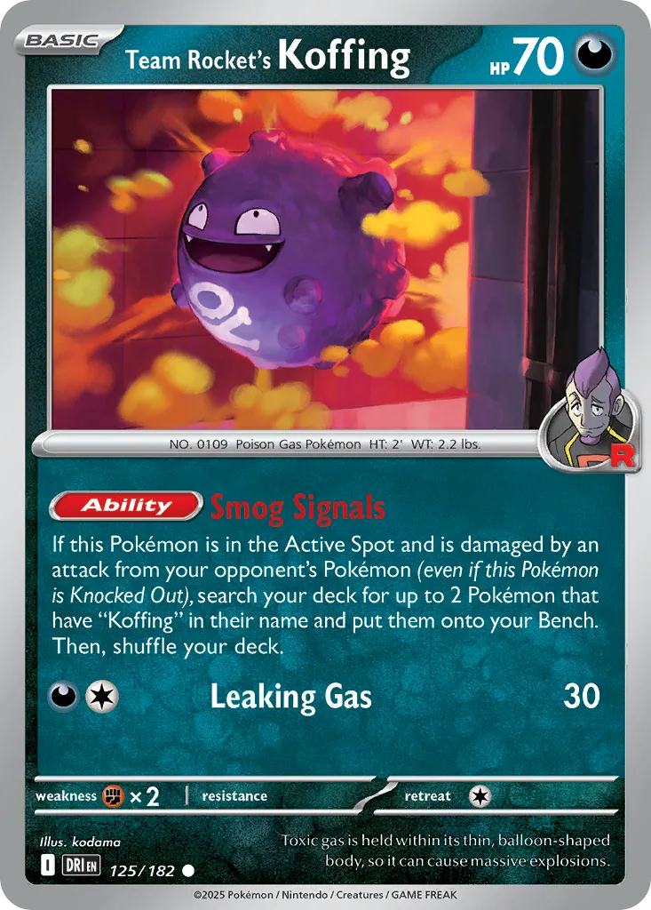 Team Rocket's Koffing #125, Destined Rivals Reverse Holo