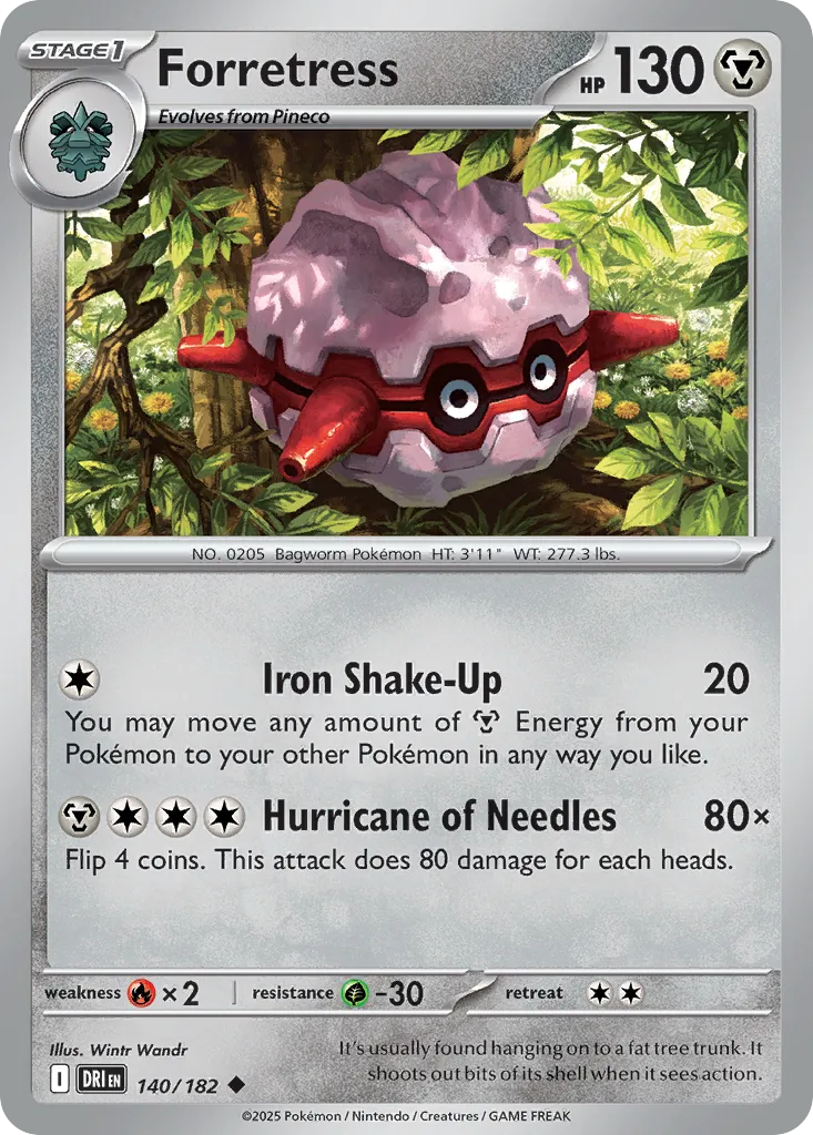 Forretress #140, Destined Rivals Reverse Holo