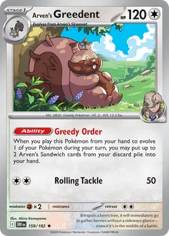 Arven's Greedent #159, Reverse Holo