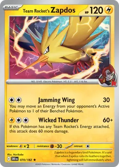 Team Rocket's Zapdos #70, Reverse Holo