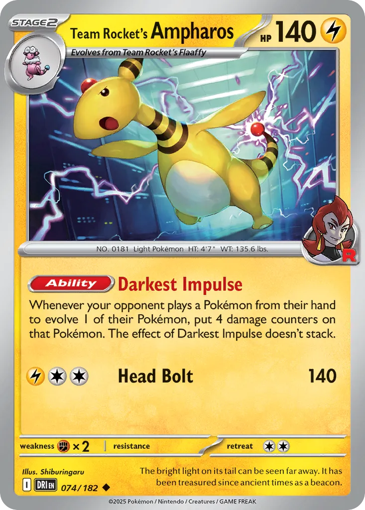 Team Rocket's Ampharos #74, Destined Rivals Reverse Holo